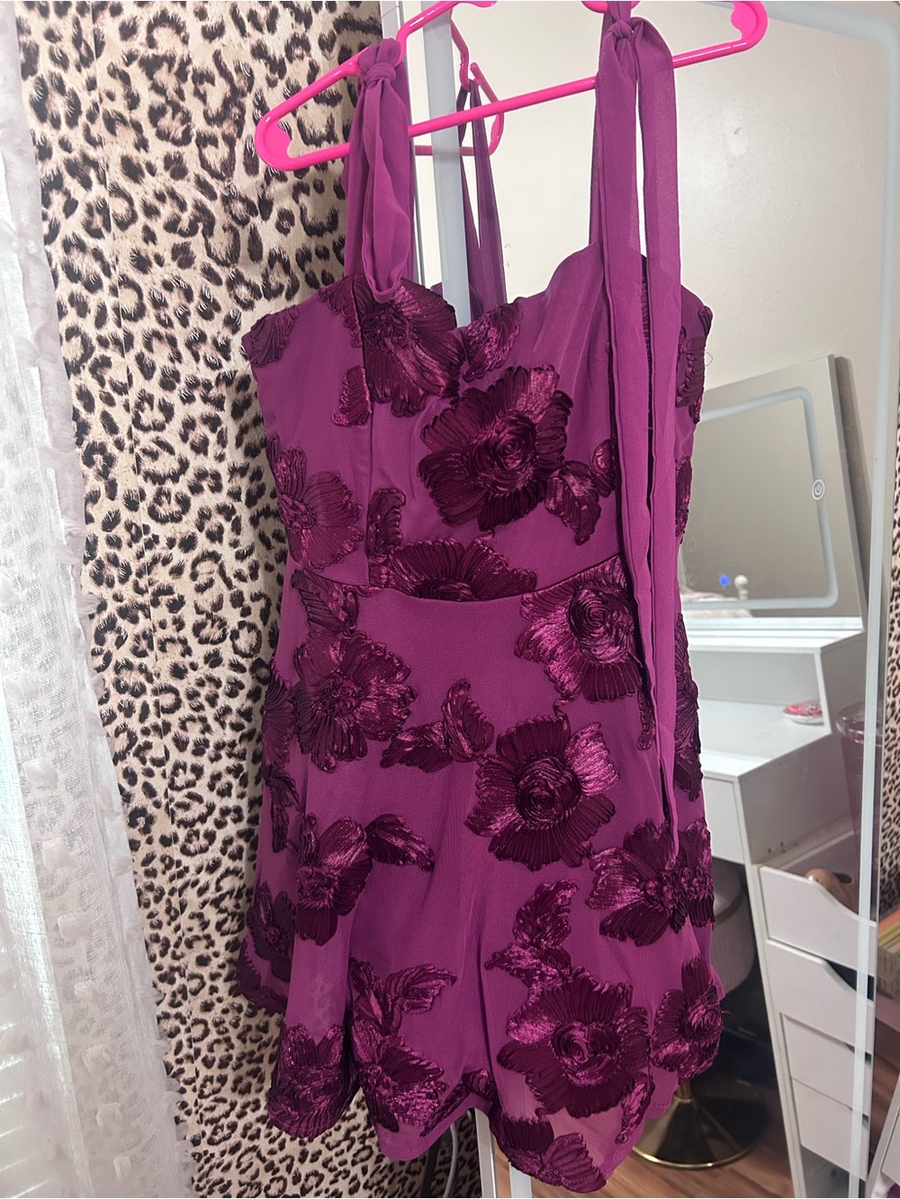 Women's Purple Floral Lace-Embellished dress